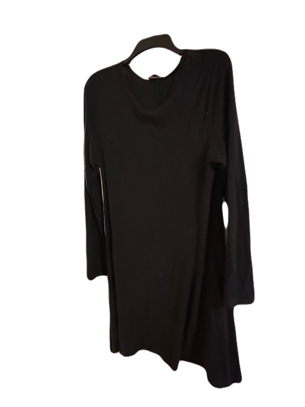Black Long Sleeve Asymmetric Tunic Top
